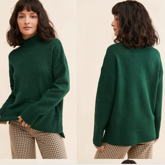 Anthropologie Flat White Rib Turtleneck Pullover - Picture 1 of 8